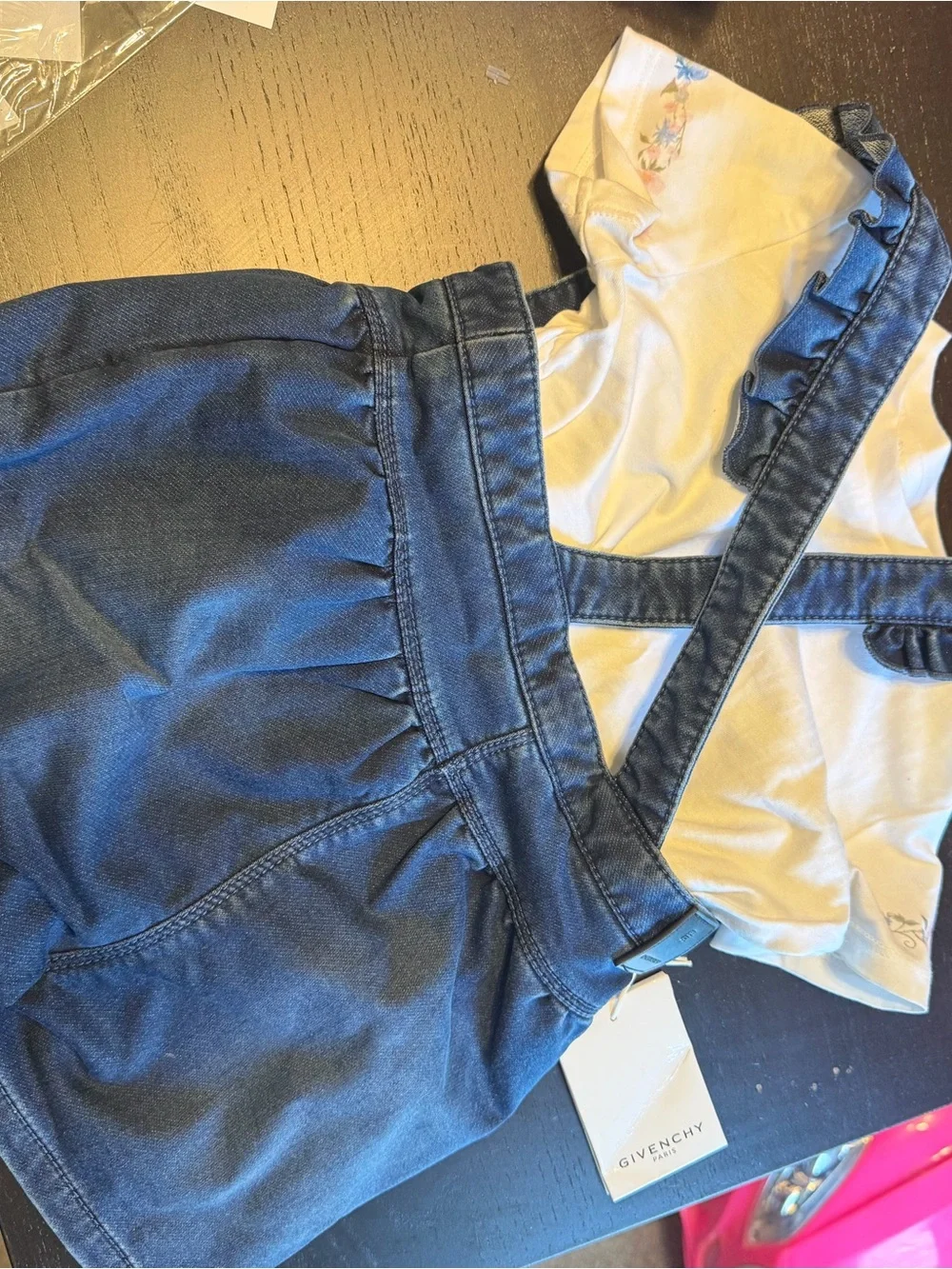 Givenchy Blue Kids Denim Overall Dress with Snap Buttons